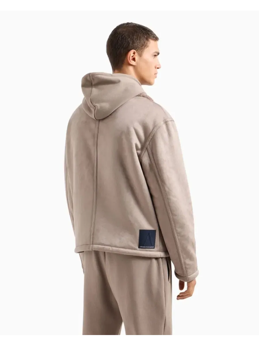 Куртка из экокожи с подкладкой из шерпы A|X Armani Exchange — изображение 4 из 5, бежевый