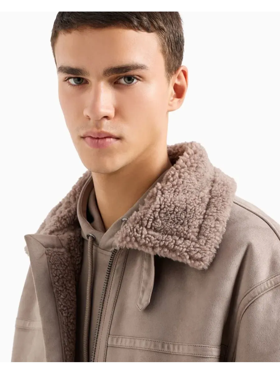 Куртка из экокожи с подкладкой из шерпы A|X Armani Exchange — изображение 5 из 5, бежевый