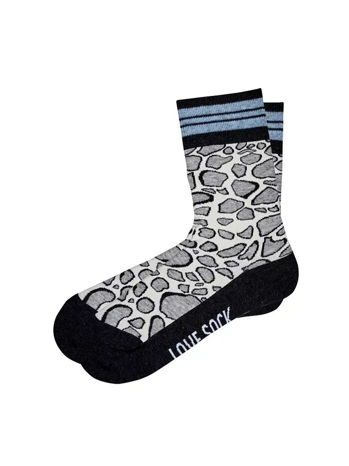 Леопардовые хлопковые женские носки длиной четверть Love Sock Company — изображение 2 из 3, серый