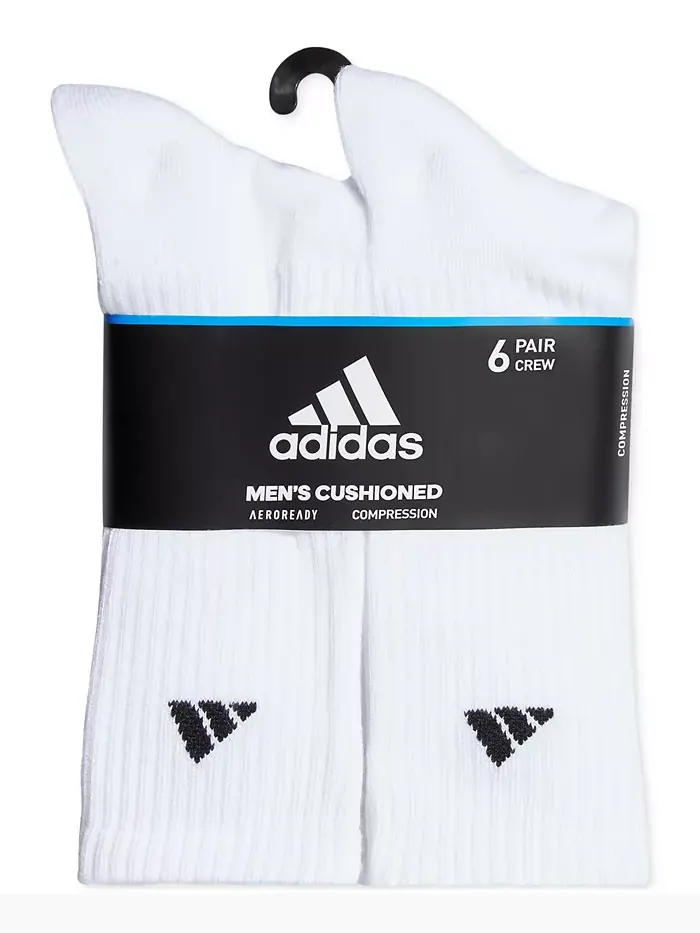 Мужские амортизирующие спортивные носки Crew, 6 пар adidas — изображение 7 из 9, серый