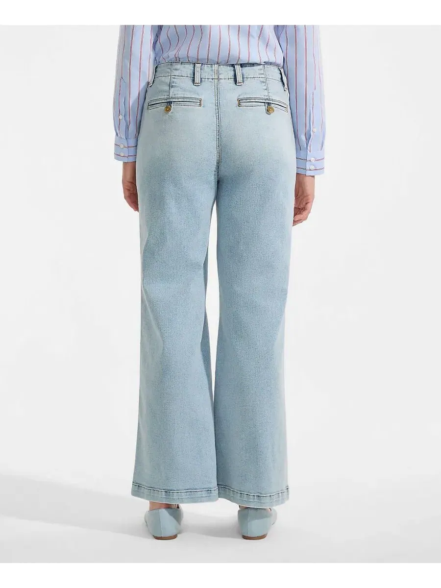 Женские джинсы Recover Denim со средней посадкой, широкими штанинами и длиной до щиколотки Lands' — изображение 2 из 4, синий