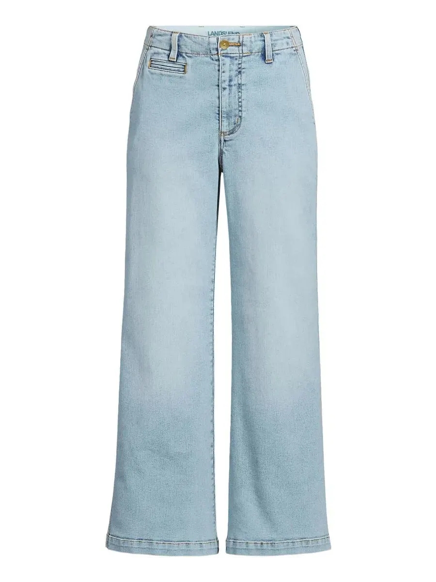 Женские джинсы Recover Denim со средней посадкой, широкими штанинами и длиной до щиколотки Lands' — изображение 3 из 4, синий