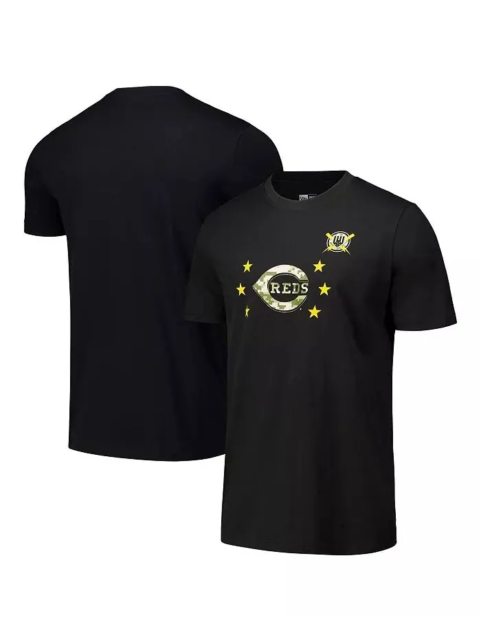 Мужская черная футболка Cincinnati Reds 2024-Armed Forces Day New Era