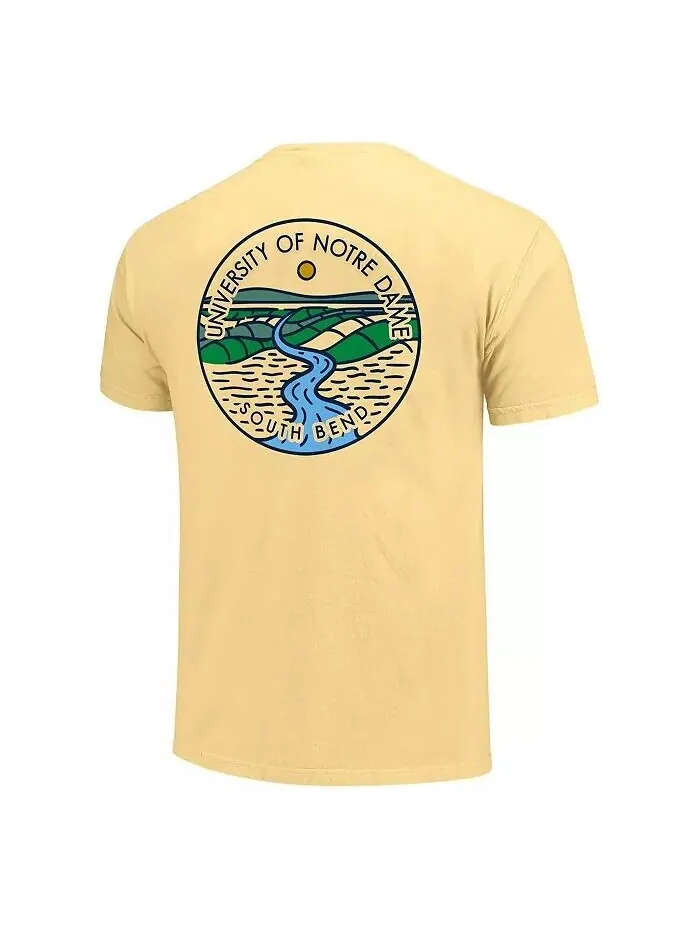 Мужская и женская золотая футболка Notre Dame Fighting Irish Scenic Comfort Colors Image One — изображение 3 из 3, золото