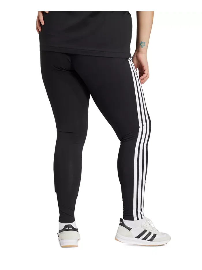 Эластичные хлопковые леггинсы Plus Size Essentials с тремя полосками adidas — изображение 2 из 5, черный/белый
