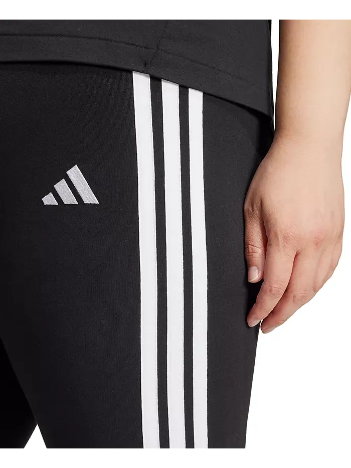 Эластичные хлопковые леггинсы Plus Size Essentials с тремя полосками adidas — изображение 4 из 5, черный/белый