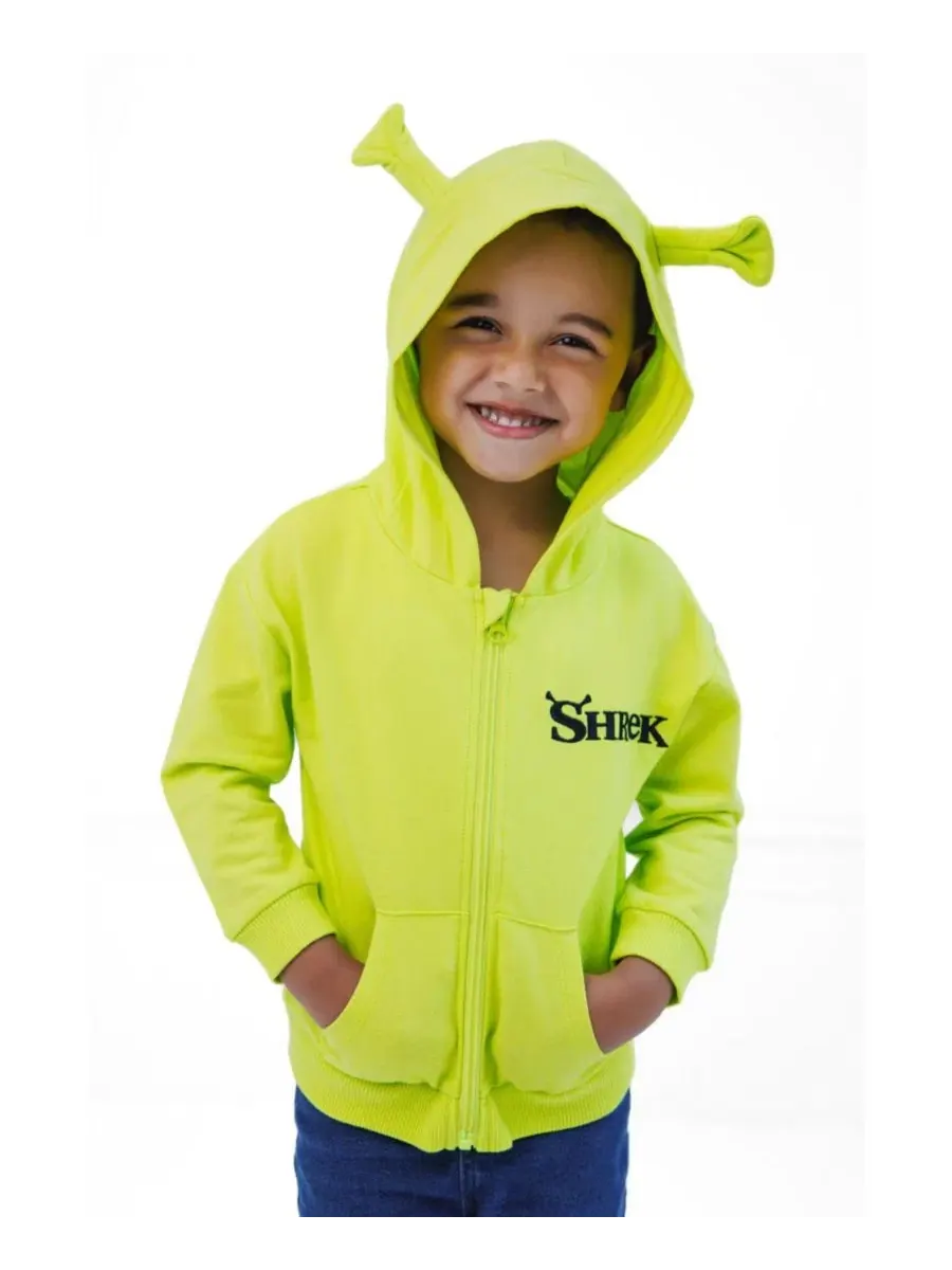 Худи на молнии с 3D ушами Шрека Shrek Shrek Lime Green — изображение 3 из 3, зеленый
