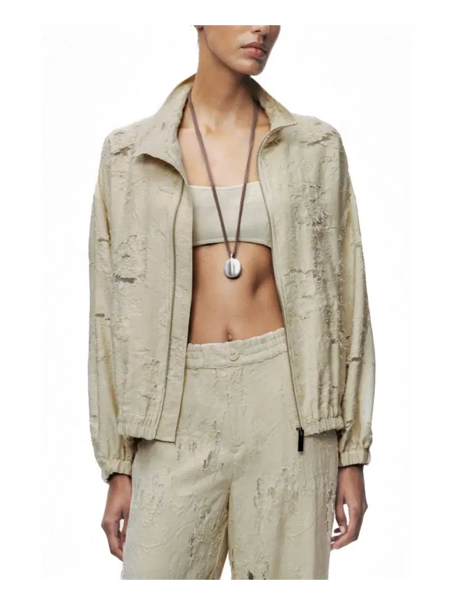 Женская куртка-бомбер из жаккарда с воротником-стойкой, модель Jacquard Bomber NOCTURNE