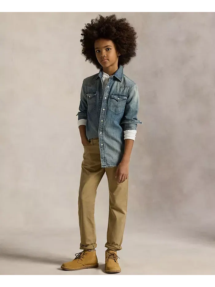Мальчиковые брюки Sullivan Slim Stretch Sateen для возраста 8-20 лет Polo Ralph Lauren — изображение 2 из 6, бежевый/бежевый