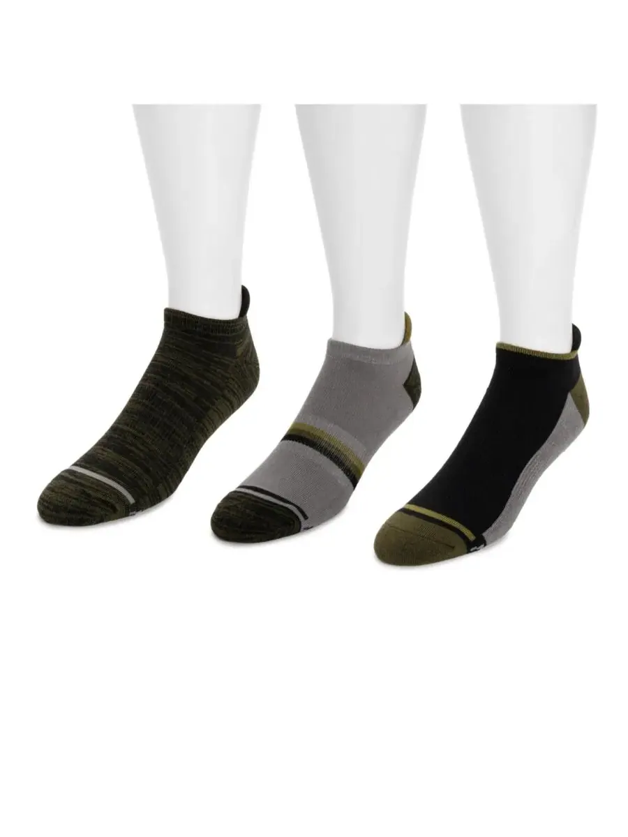 Мужские хлопковые компрессионные носки до щиколотки, 3 пары в упаковке MUK LUKS — изображение 3 из 3, зеленый