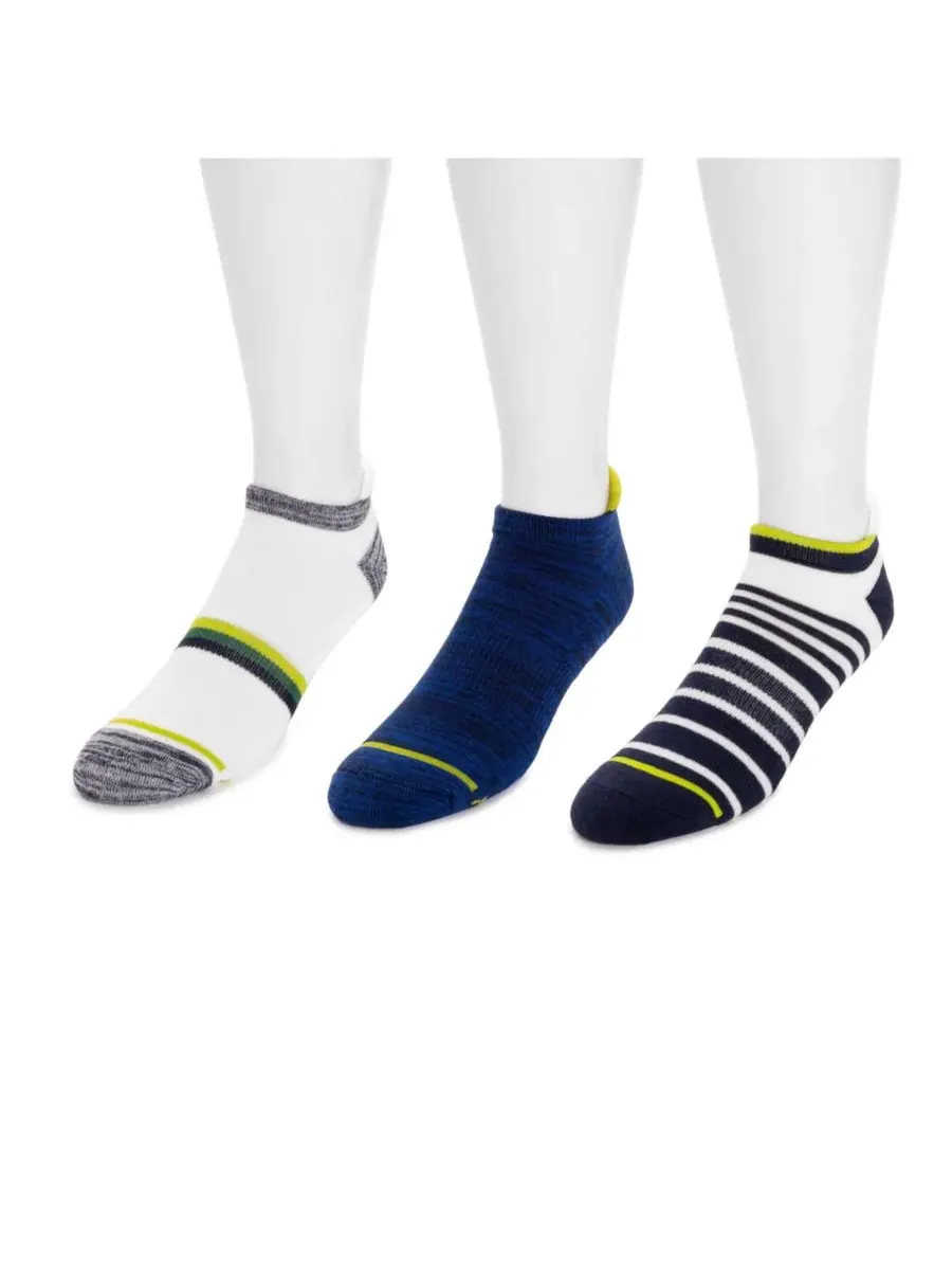 Мужские хлопковые компрессионные носки до щиколотки, 3 пары в упаковке MUK LUKS — изображение 2 из 3, синий