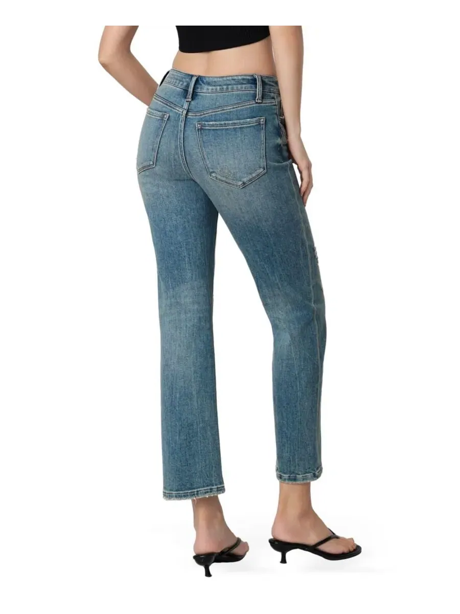 Джинсы прямого кроя с потертостями и тонированным эффектом, модель Mid Rise Distressed Tinted Ankle — изображение 5 из 5