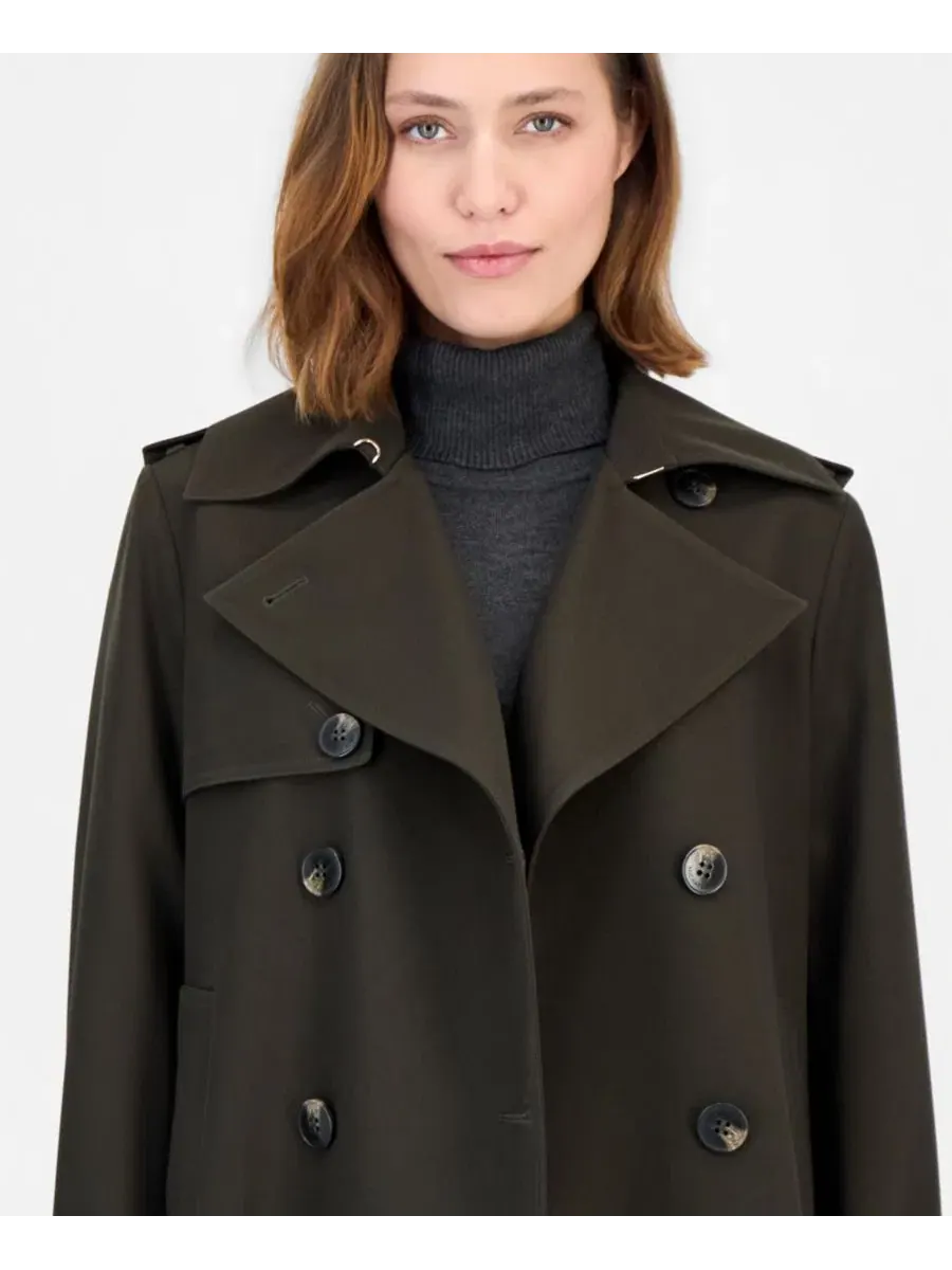 Плащ женский укороченный, с погонами и манжетами Michael Kors — изображение 2 из 5, зеленый