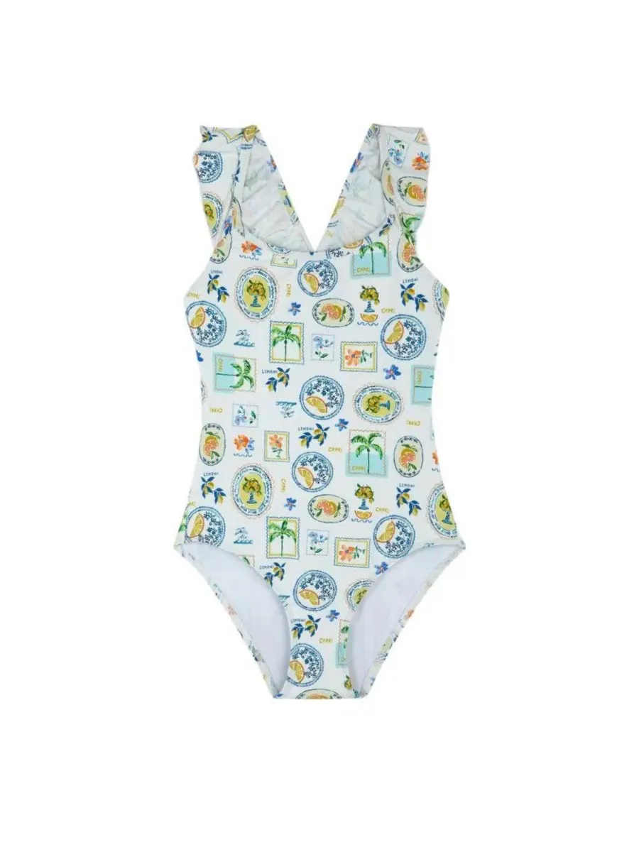 Купальник для девочек с квадратным вырезом и рюшами Capri Vibes Gottex Kids — белый
