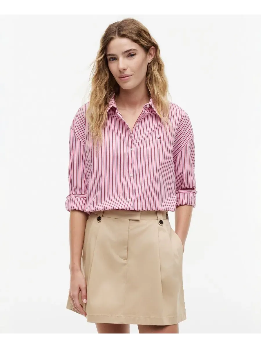 Рубашка с длинным рукавом, свободного кроя Tommy Hilfiger — изображение 1 из 4, розовый мульти