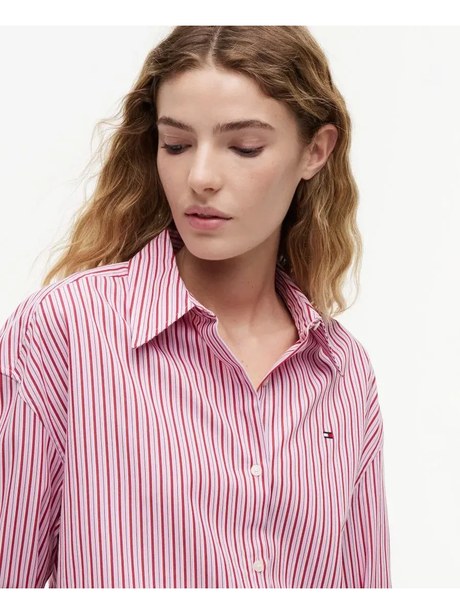 Рубашка с длинным рукавом, свободного кроя Tommy Hilfiger — изображение 3 из 4, розовый мульти