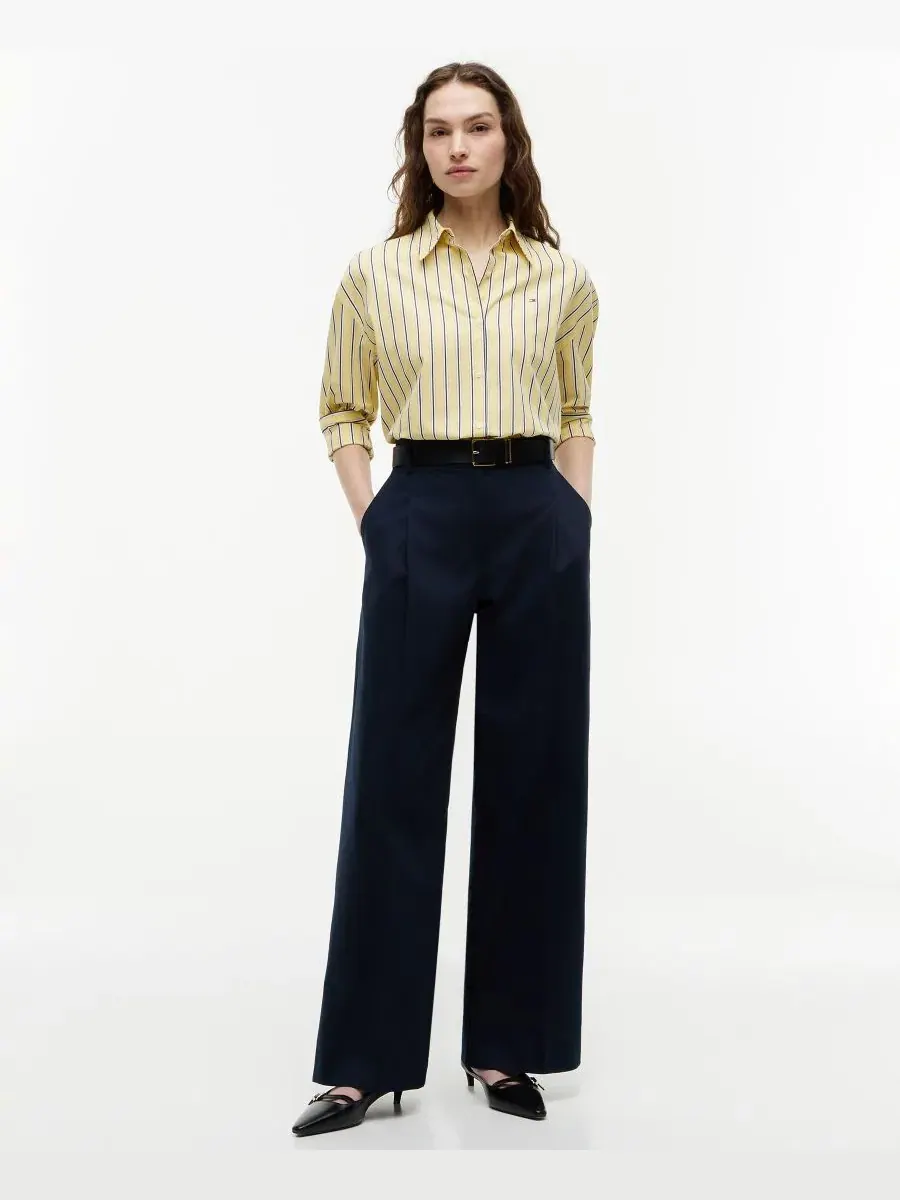 Женская рубашка свободного кроя с длинным рукавом Tommy Hilfiger, Licorice Stripe Citronella — изображение 2 из 4
