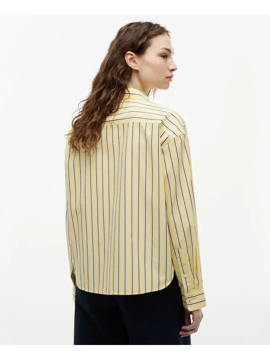 Женская рубашка свободного кроя с длинным рукавом Tommy Hilfiger, Licorice Stripe Citronella — изображение 4 из 4