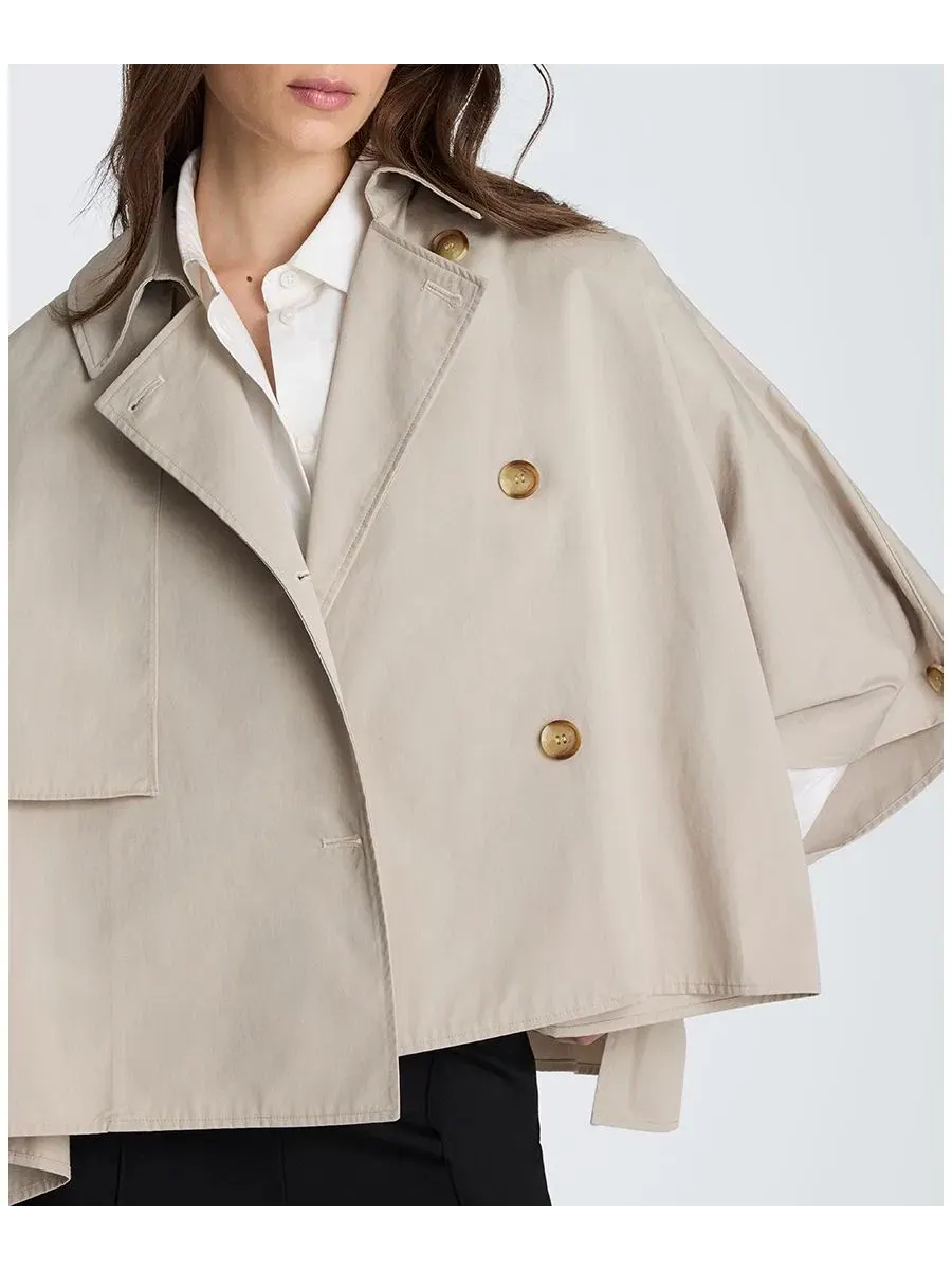 Плащ-накидка с воротником-шалью Kenneth Cole — изображение 4 из 11, бежевый