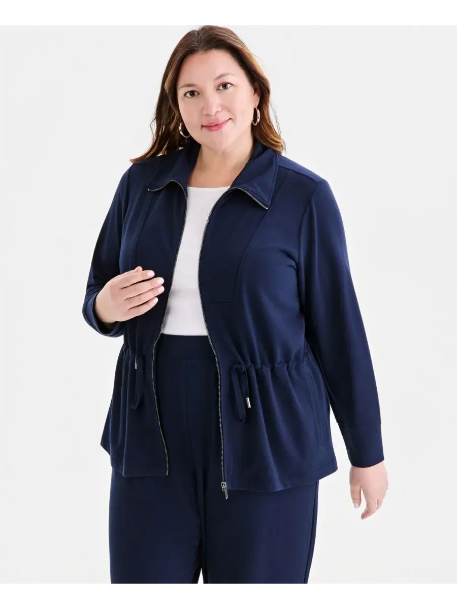 Куртка LuxLounge из французского махрового трикотажа на молнии больших размеров Style & Co