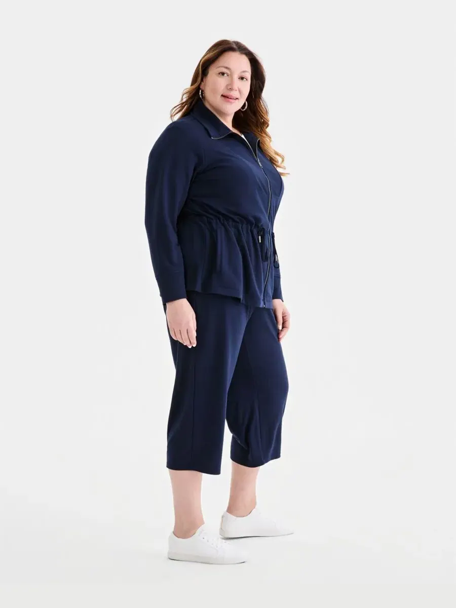 Куртка LuxLounge из французского махрового трикотажа на молнии больших размеров Style & Co — изображение 2 из 4, синий