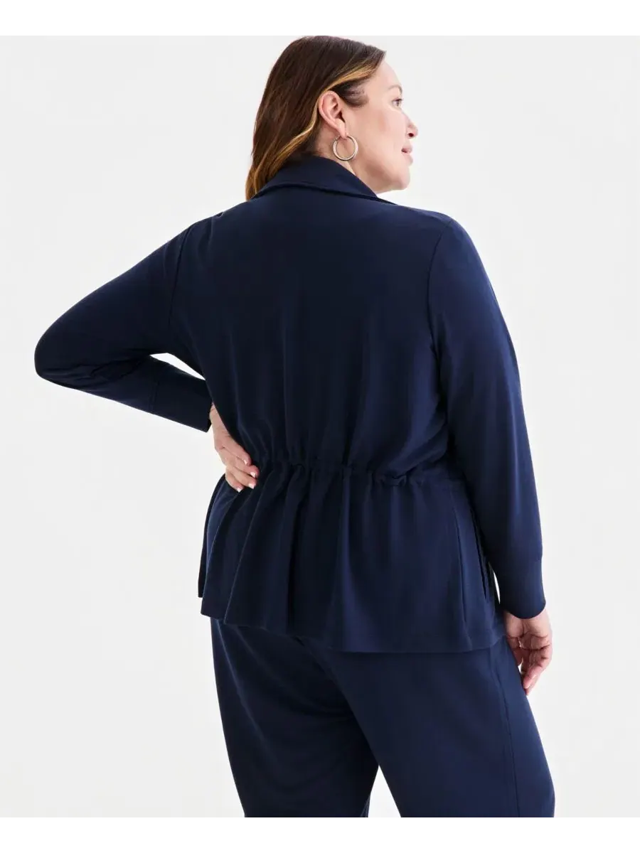 Куртка LuxLounge из французского махрового трикотажа на молнии больших размеров Style & Co — изображение 4 из 4, синий