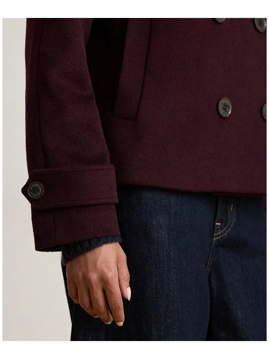 Пальто женское двубортное с коротким рукавом, модель Short Double Breasted Wool Coat Lauren Ralph — изображение 6 из 6