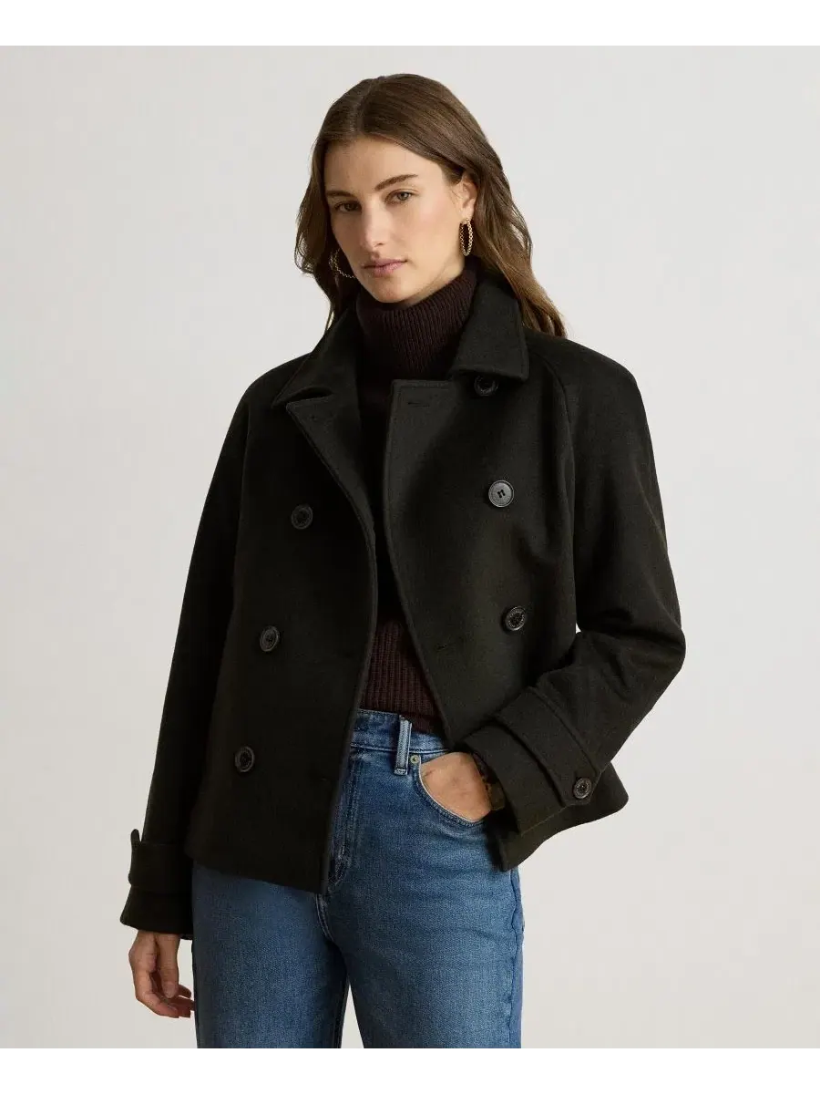 Женское короткое двубортное пальто из шерстяного смесового материала Lauren Ralph Lauren