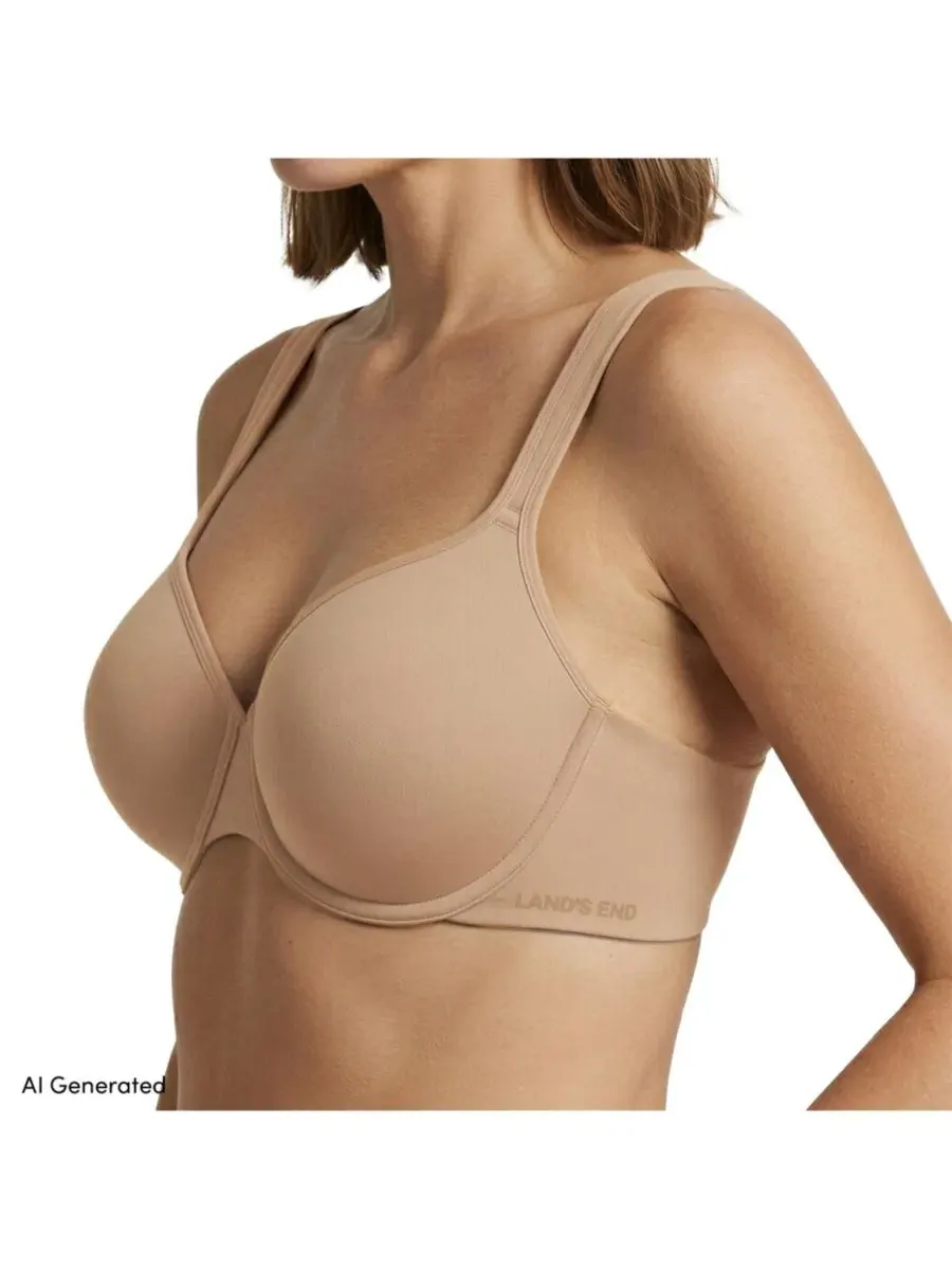 Бюстгальтер с формованными чашками True Solutions Light Weight Microfiber Basics Lands' End — изображение 2 из 3, глина