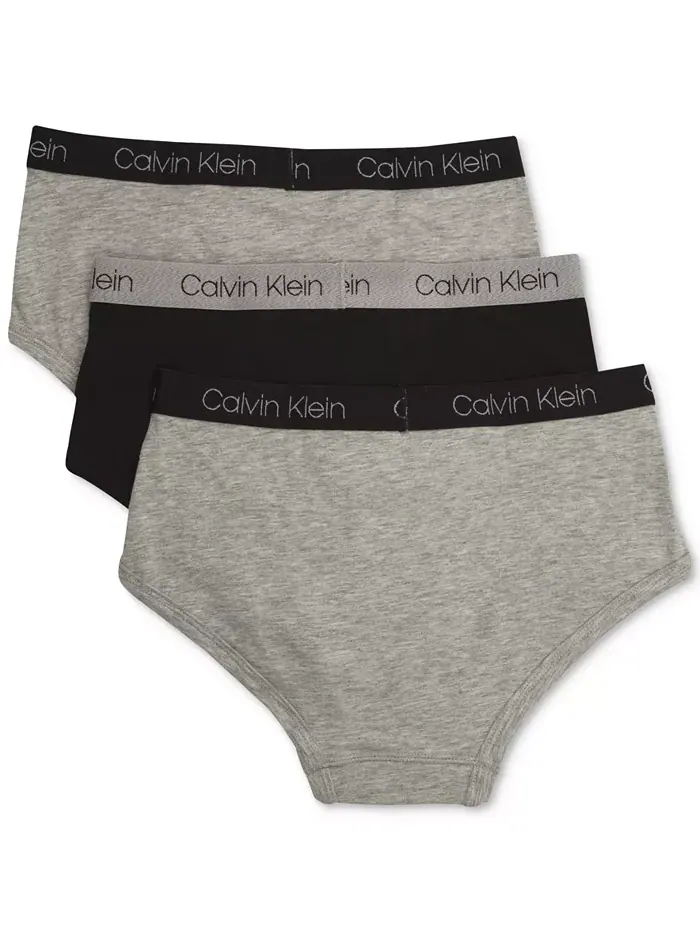 3 пары хлопковых трусов, для мальчиков и подростков Calvin Klein — изображение 2 из 2, серый