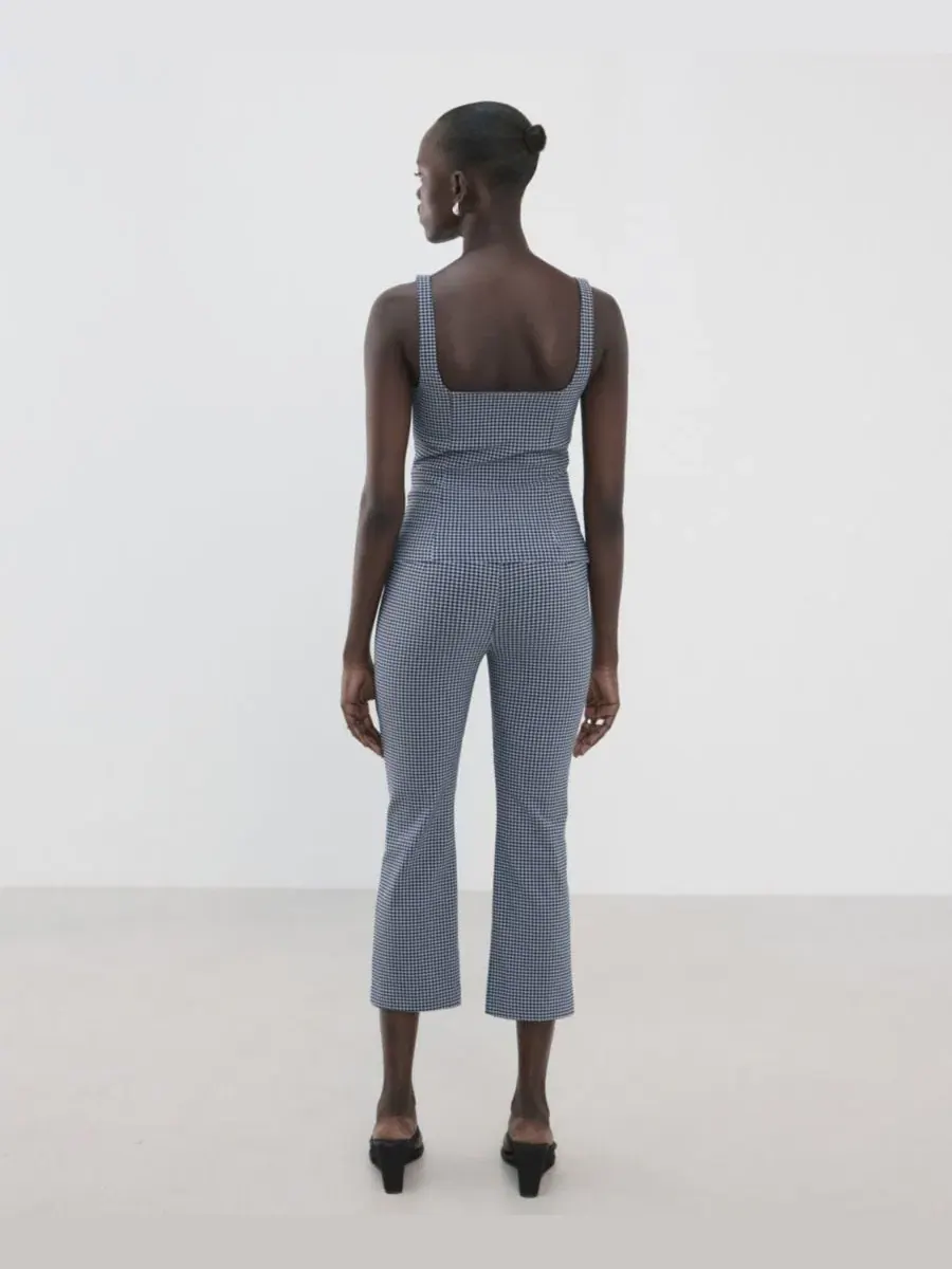 Женские укороченные брюки в клетку Mango — изображение 3 из 6, синий