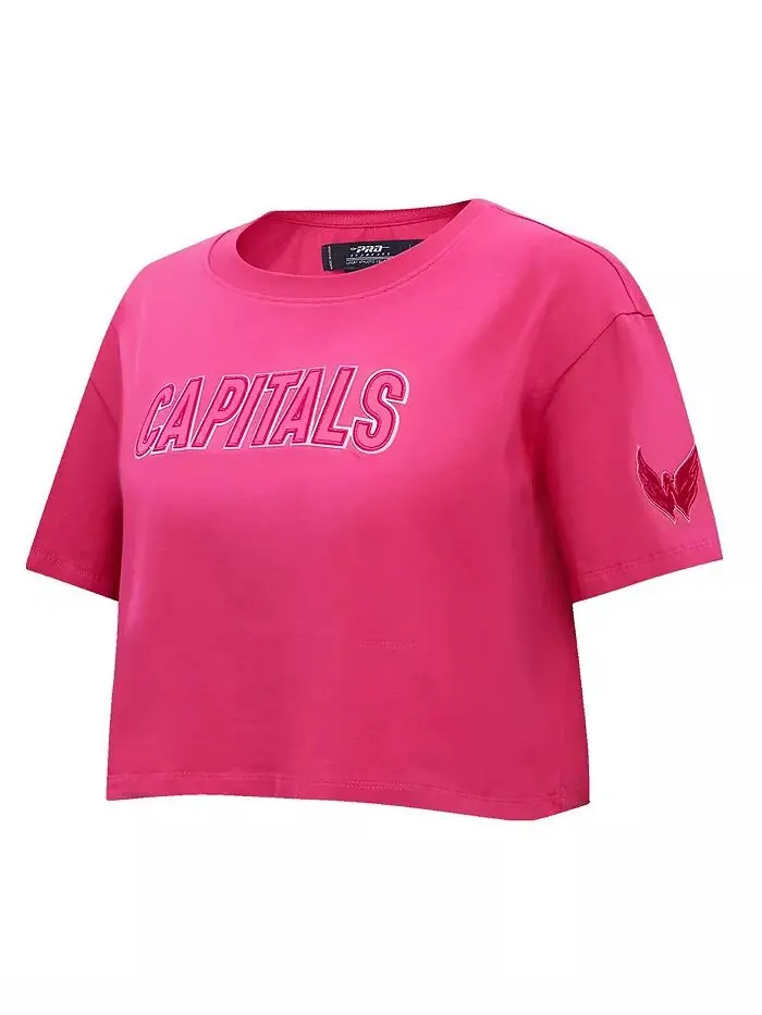 Женская укороченная свободная футболка Washington Capitals Triple Pink Pro Standard — изображение 2 из 4