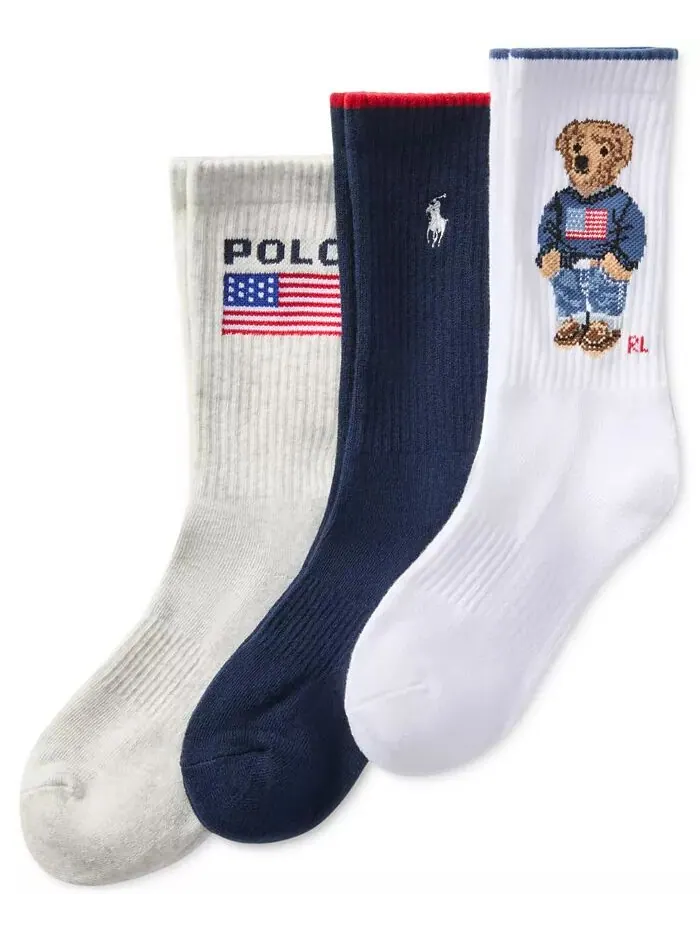 Женские носки Core Flag Bear Crew, 3 пары Polo Ralph Lauren