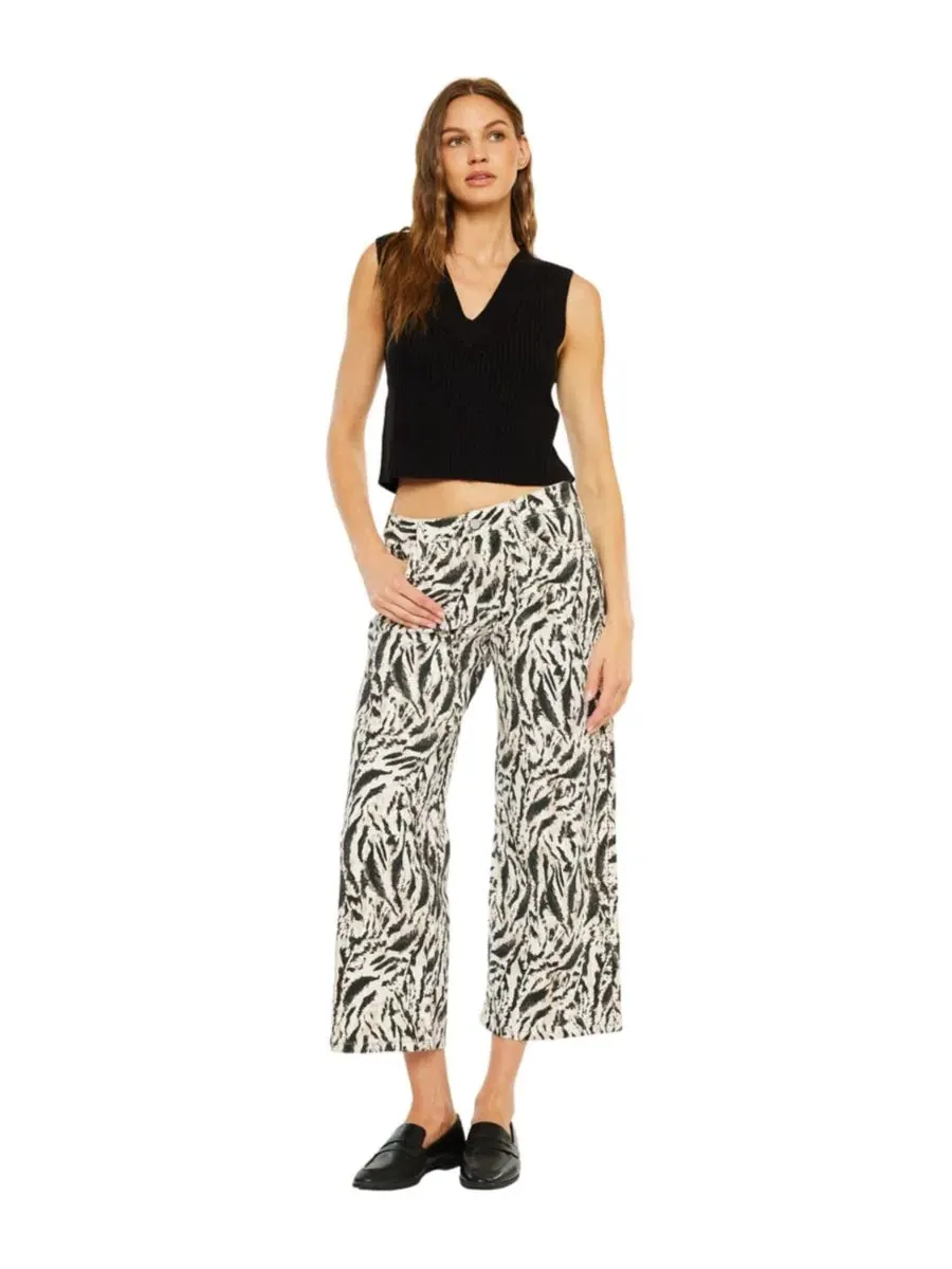 Джинсы женские с принтом, широкие укороченные, Alonso Mid Rise Printed Crop KanCan