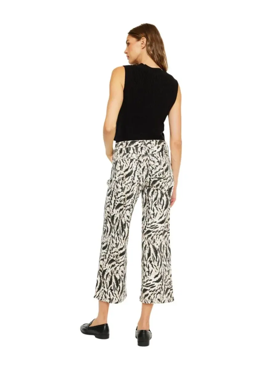 Джинсы женские с принтом, широкие укороченные, Alonso Mid Rise Printed Crop KanCan — изображение 2 из 9, бежевый