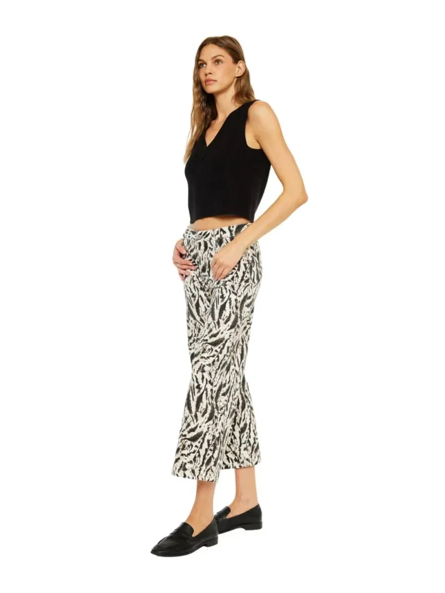 Джинсы женские с принтом, широкие укороченные, Alonso Mid Rise Printed Crop KanCan — изображение 6 из 9, бежевый