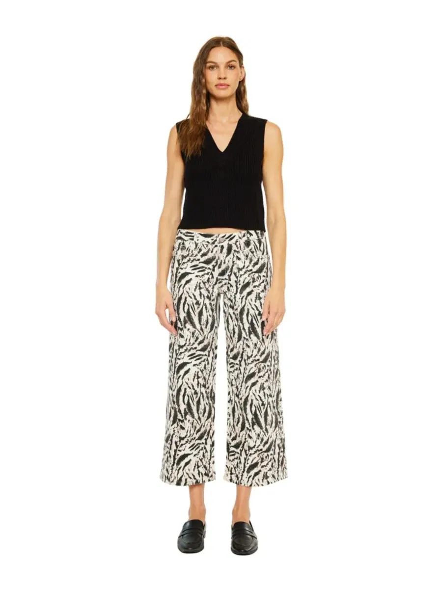Джинсы женские с принтом, широкие укороченные, Alonso Mid Rise Printed Crop KanCan — изображение 7 из 9, бежевый