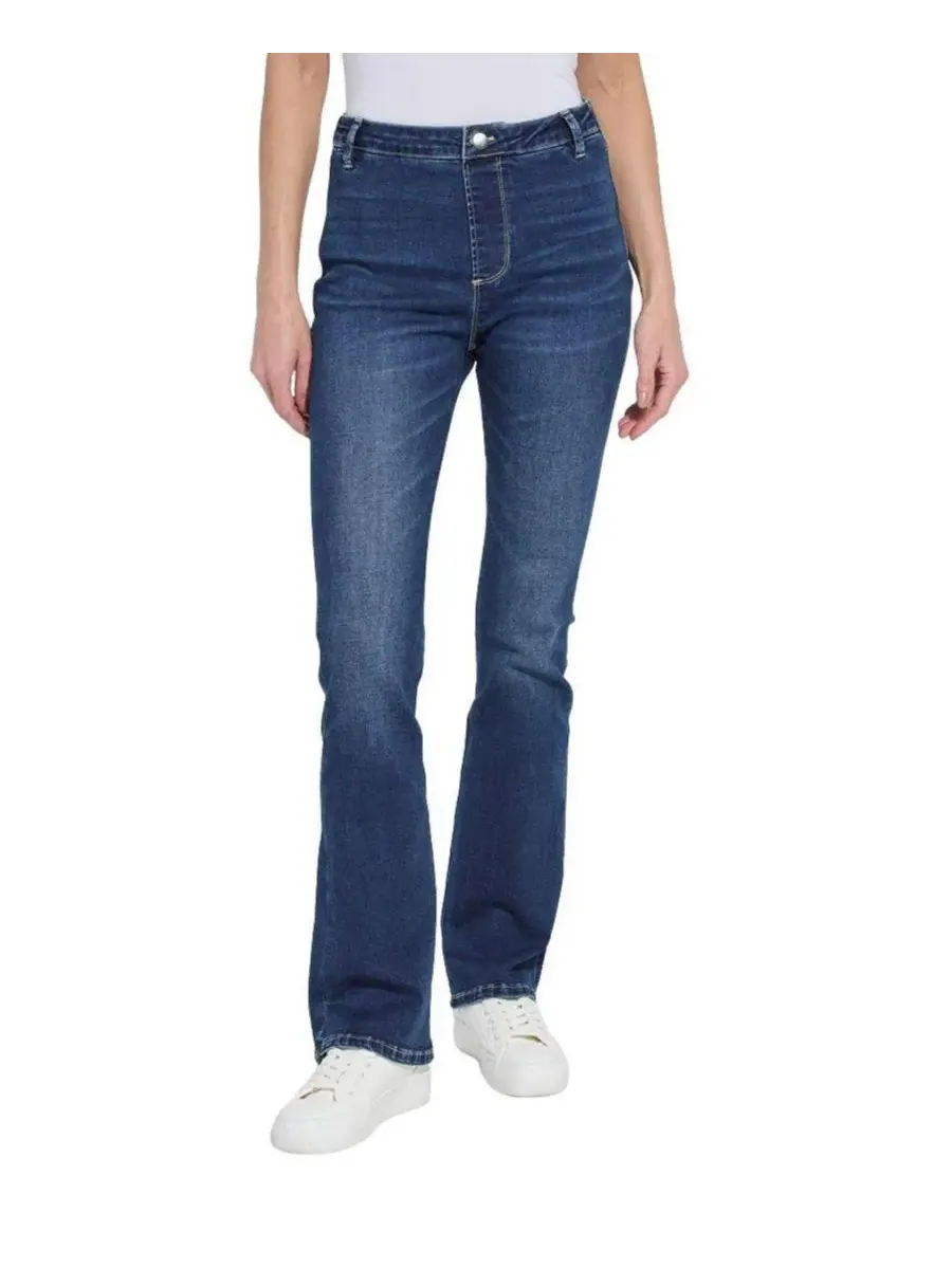 Джинсы-клеш с высокой посадкой, с пуговицей, New York Estelle Everyday Flare LYSSE, Dark Midwash — без цвета