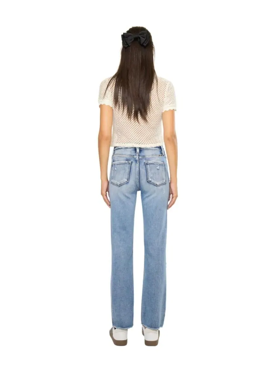 Джинсы с высокой посадкой Sadie High Rise Straight KanCan — изображение 2 из 8, средняя отмывка