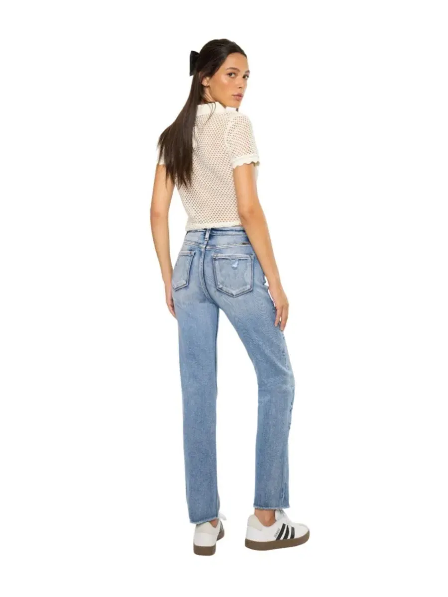 Джинсы с высокой посадкой Sadie High Rise Straight KanCan — изображение 7 из 8, средняя отмывка