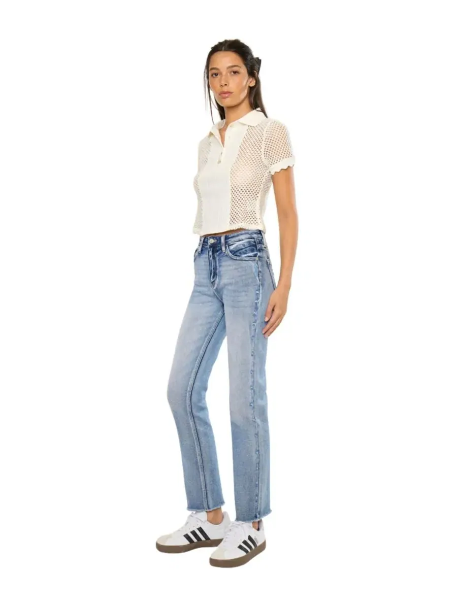 Джинсы с высокой посадкой Sadie High Rise Straight KanCan — изображение 8 из 8, средняя отмывка
