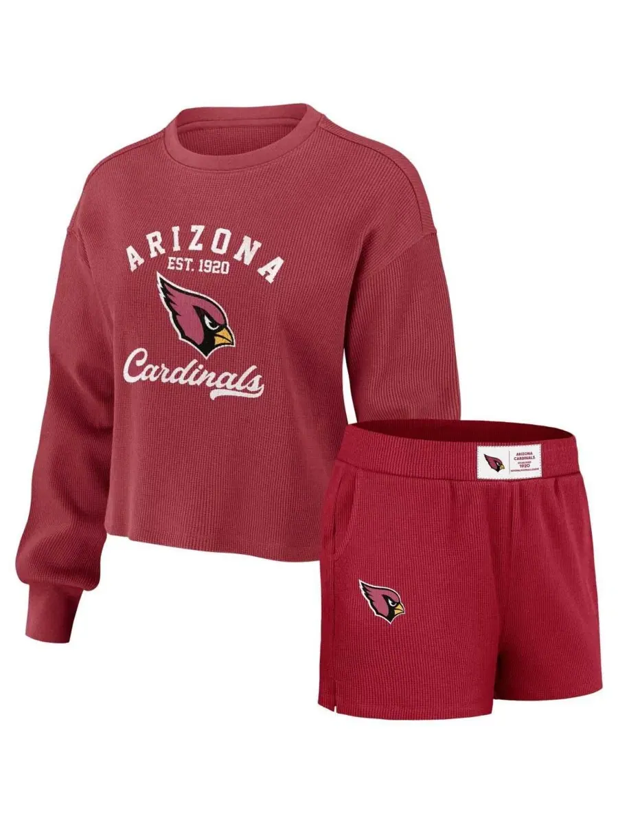 Комплект из лонгслива и шорт с вафельным узором, с принтом Arizona Cardinals WEAR by Erin Andrews