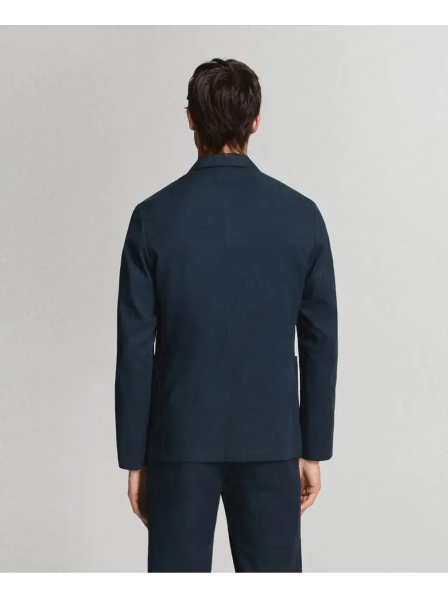 Пиджак мужской Slim Fit из льна и лиоцелла MANGO — изображение 7 из 7, темно-синий