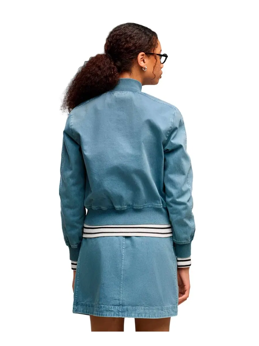 Женская куртка-бомбер из хлопка, модель Future Archive Washed-Twill Bomber Short Jacket Puma — изображение 4 из 4, синий
