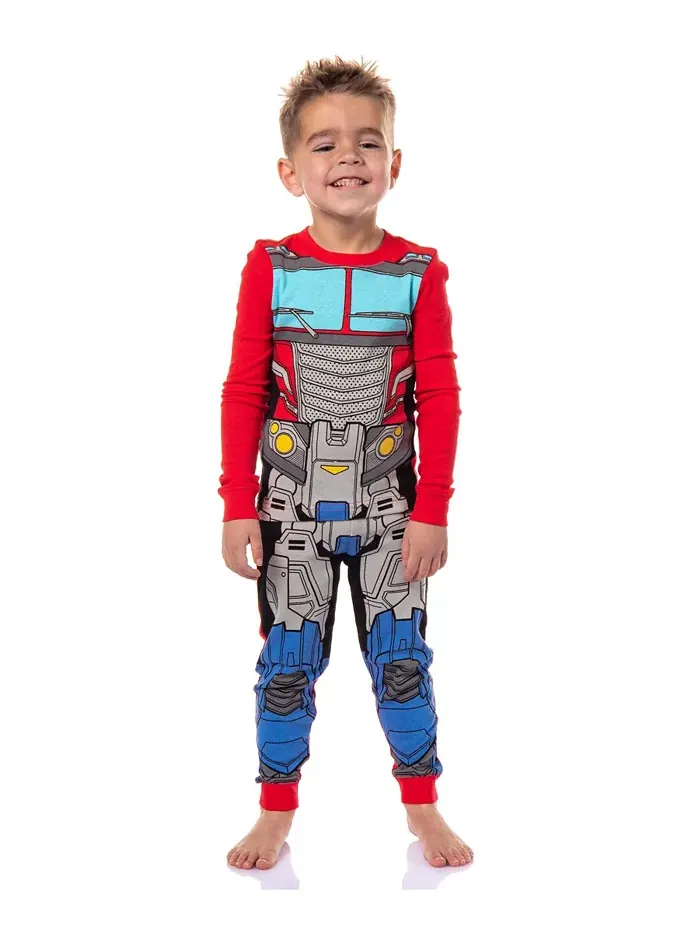 Детский комплект пижамы с длинными рукавами Optimus Prime для мальчиков, 2 предмета, облегающий — мульти