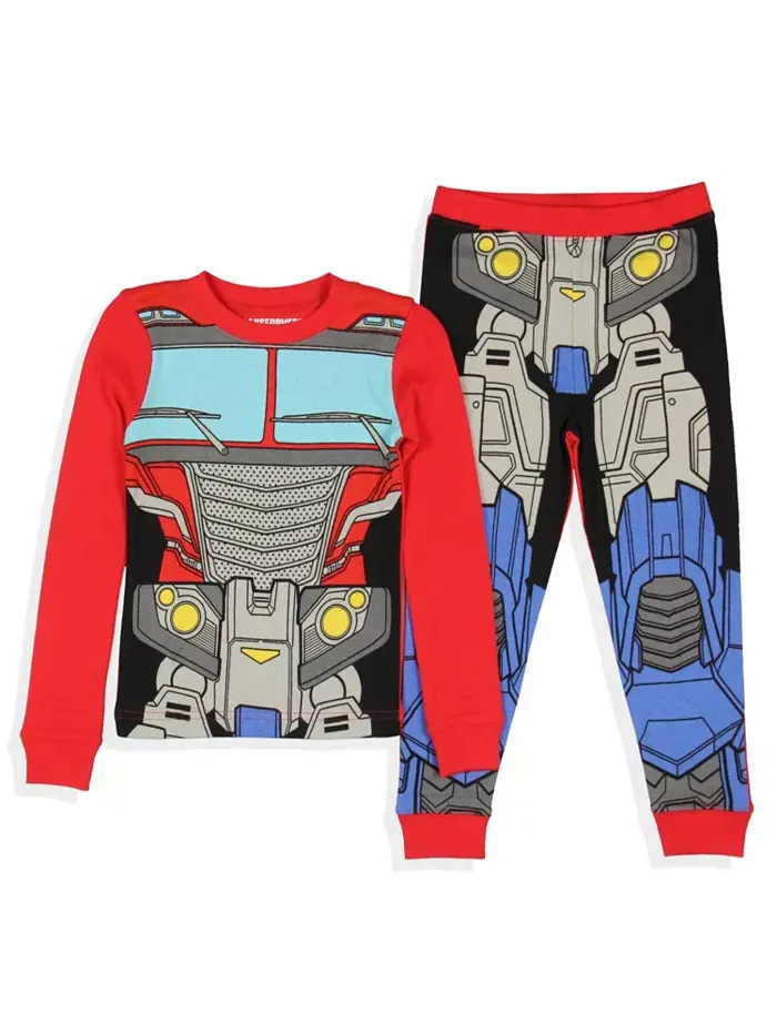 Детский комплект пижамы с длинными рукавами Optimus Prime для мальчиков, 2 предмета, облегающий — изображение 2 из 3
