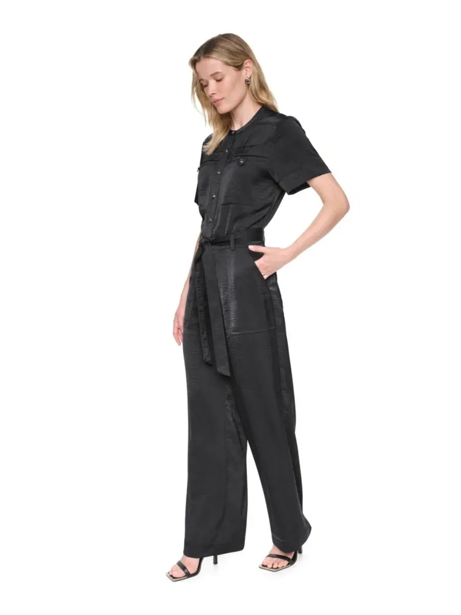 Комбинезон с воротником и коротким рукавом DKNY — изображение 2 из 5, черный