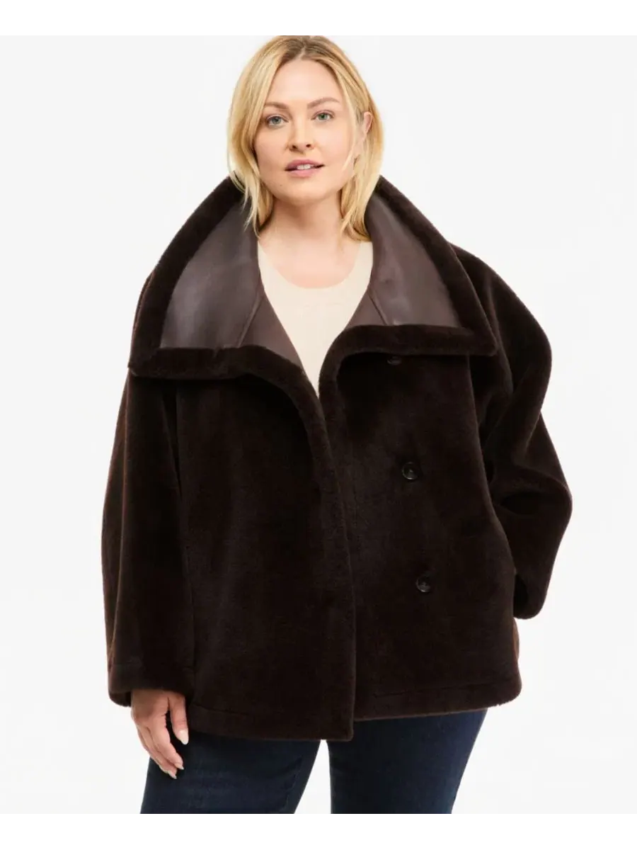Пальто-куртка с воротником-хомутом Teddy Fleece Calvin Klein — изображение 4 из 5, черный