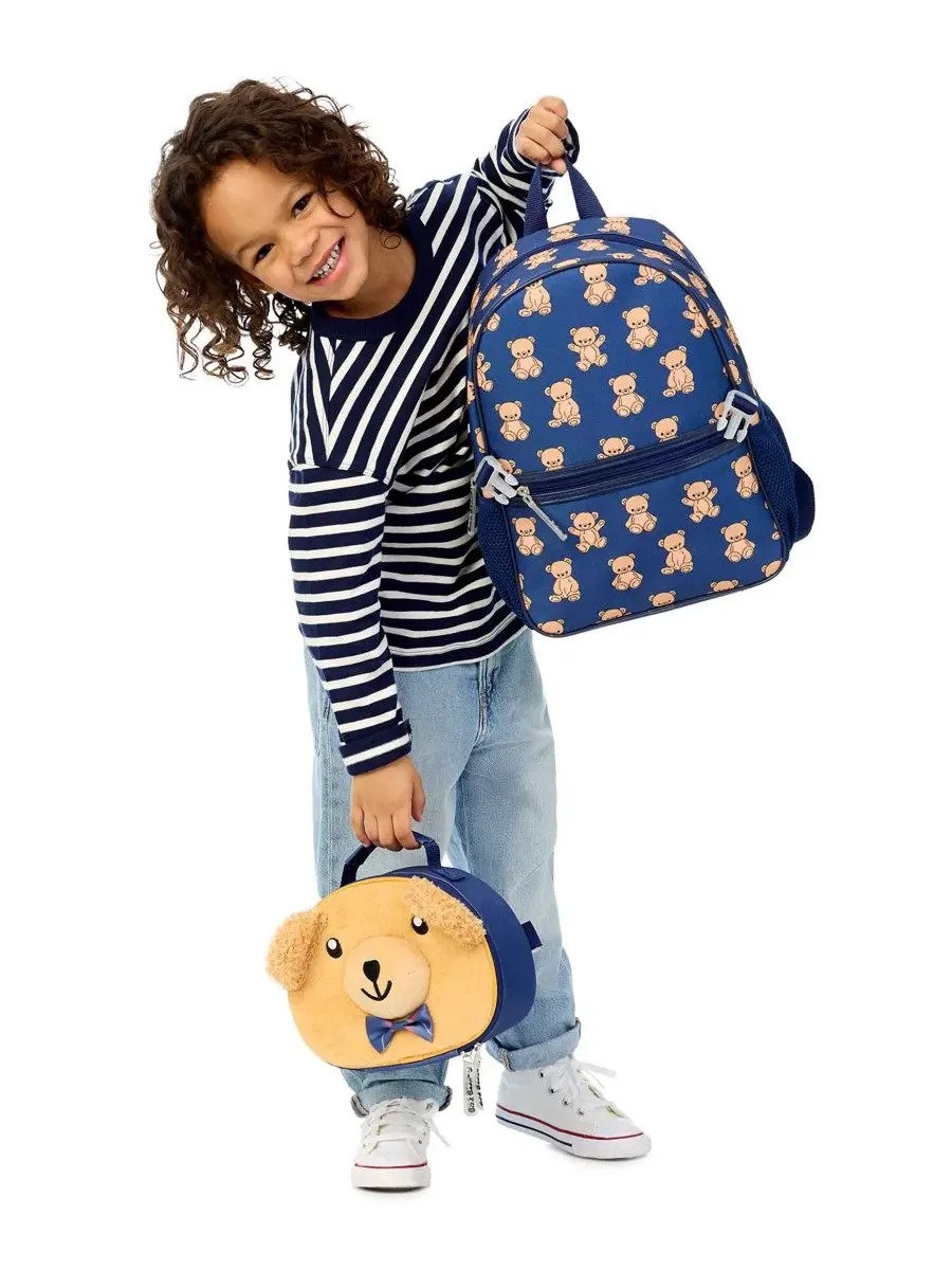 Детский рюкзак с ланч-боксом Bear Preschool, комплект Biz & Bean — желтый