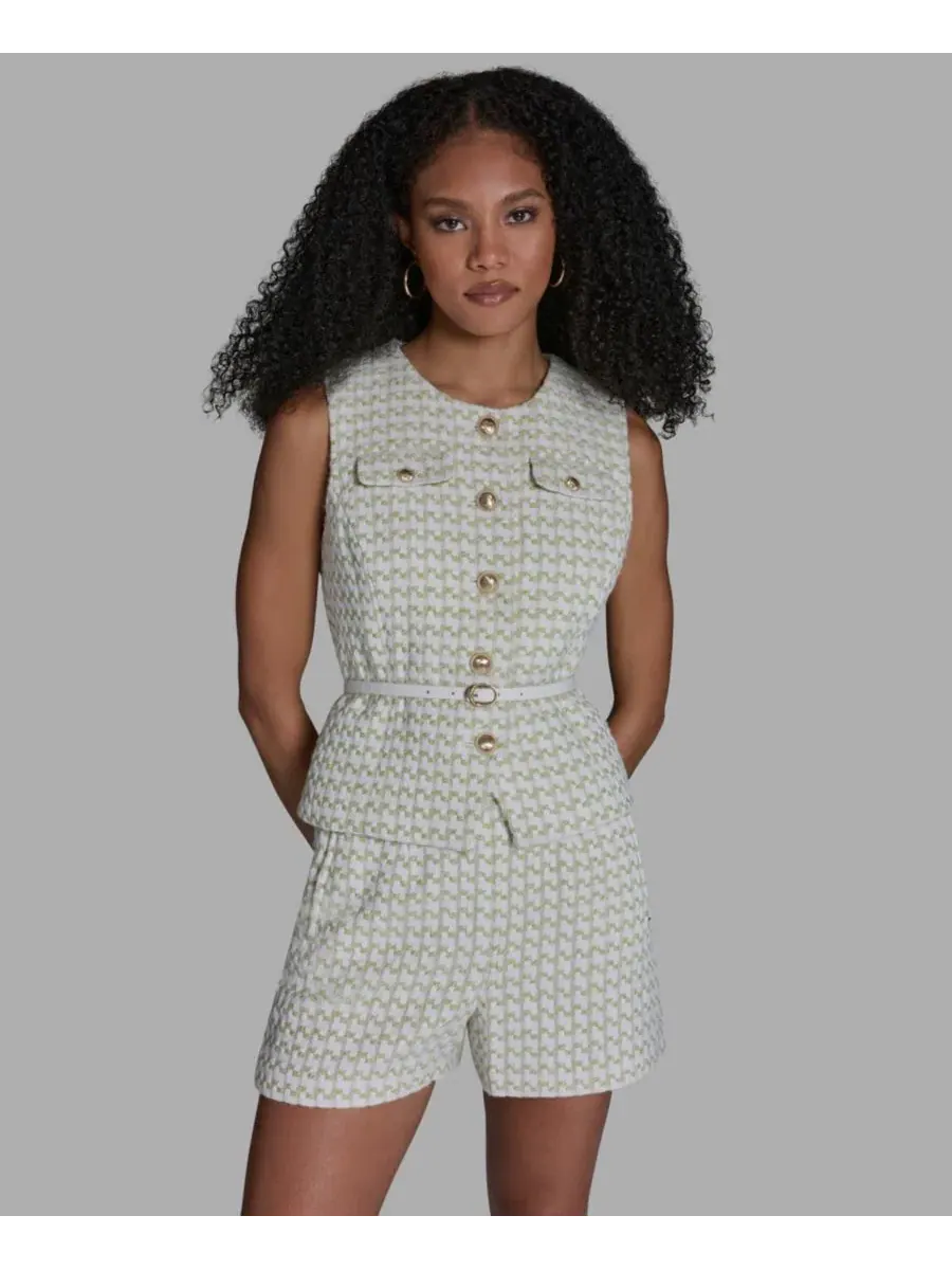 Жилет без рукавов с поясом, модель Button-Front Belted Vest BCBG